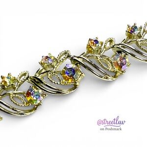 Iridescent Crystal Rhinestone Gold-Tone Necklace – 17”